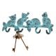 Turquoise Distressed Cats Iron Hook